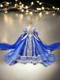 Regal Blue high-end luxe girl's gown