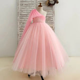 Aleisha- baby Pink tulle one shoulder gown