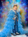 Nate - Pageant, show, ombre sequins with ruffle layers train boys suit set