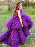 Purple Ruffle highlow gown