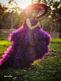 Purple Ruffle highlow gown