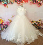 Raven Zia - Ruth lace tulle wedding flower girl dress with train