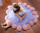 Raven Zia - Lily a Lavender tulle pompom flower girl dress or party