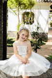 Raven Zia - Arabella tulle flower girl dress with flower decoeation