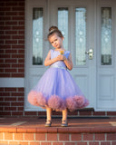 Raven Zia - Lily a Lavender tulle pompom flower girl dress or party