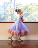 Raven Zia - Lily a Lavender tulle pompom flower girl dress or party