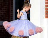 Raven Zia - Lily a Lavender tulle pompom flower girl dress or party