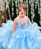 Arianna- blue glitter butterfly gown