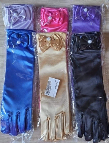 Colour satin girl's gloves