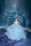 Arianna- blue glitter butterfly gown