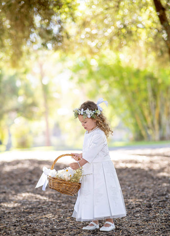 Raven Zia - Suzanne modest satin lace flower girl dress