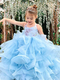 Arianna- blue glitter butterfly gown