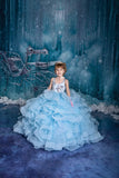 Arianna- blue glitter butterfly gown