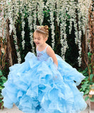 Arianna- blue glitter butterfly gown