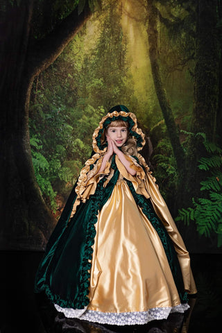 Princess Fiona inspired luxe velvet gown with cape