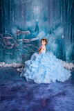 Arianna- blue glitter butterfly gown