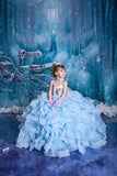 Arianna- blue glitter butterfly gown