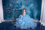 Arianna- blue glitter butterfly gown